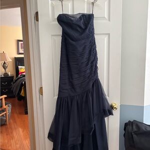 Monique Lhuillier Midnight Blue Strapless Ruched Bridesmaid Dress